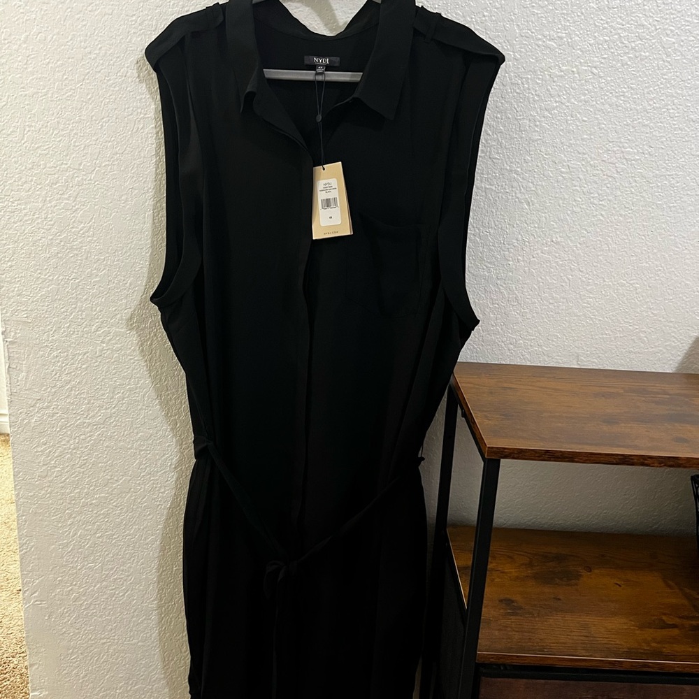 NYDJ Sleeveless Camp Dress, Black, 4X